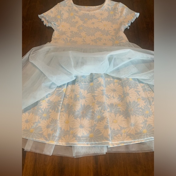 🌟EUC Toddler🌼Daisy Print/Light Blue Tulle Dress Sz 4T - Picture 5 of 12